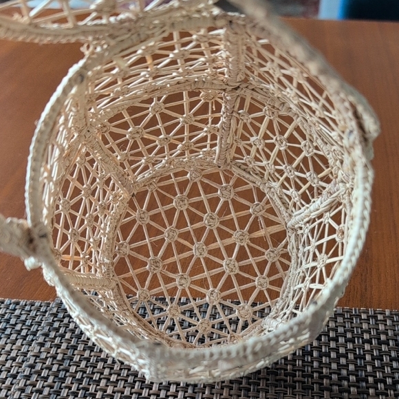 Kaanas by Anthropologie Cream Accent Basket Bag
